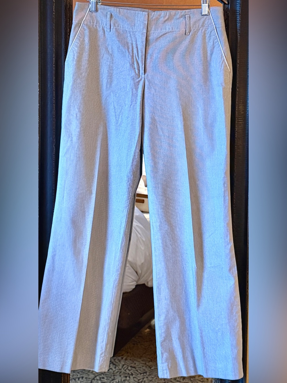 LOFT Black and Cream Striped Wide Leg Trousers - Picture 2 of 4